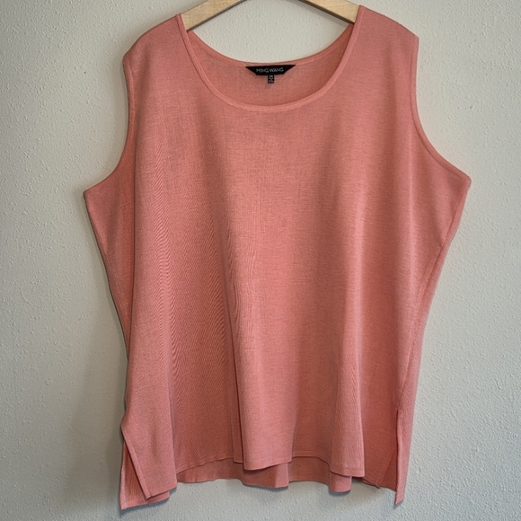 Ming Wang Peach Colored Knit Tank Top Plus Size 2X Office Contemporary Classic - Picture 1 of 8